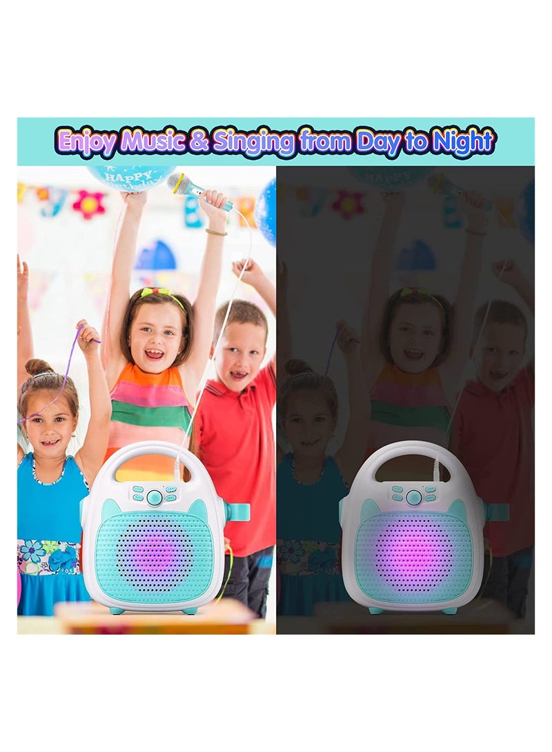 Toy Karaoke Machine for Kids, Wireless Bluetooth Speaker with Microphone, Kids Karaoke Machine for Kids with TF/USB Connectivity, Portable Singing Mic Machine with Flashing Lights (Blue)