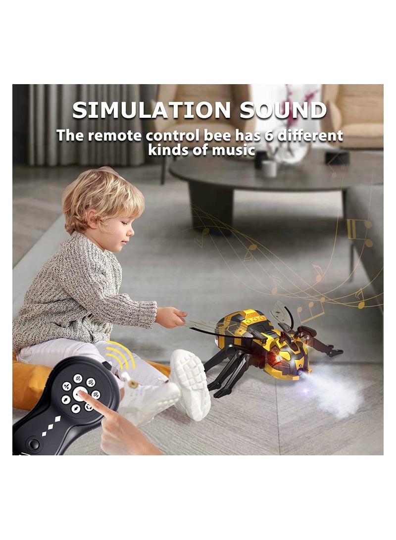 Remote Control Bee Kids Toys - Realistic Bee Robot, SYOSI Robot Toys for Kids with Music, LED Light, Toys for 3 + Year Old Boys/Girls, Gifts for Birthday