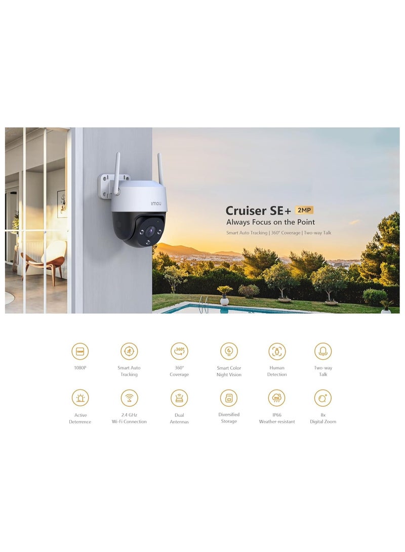 Imou 1080P Security Camera Surveillance Camera Outdoor, 360° Wi-Fi Camera for Home Smart with Human Detection Motion Tracking Two-Way Talk 30m IR Color Night Vision IP66 Water Proof Siren(Cruiser SE+)