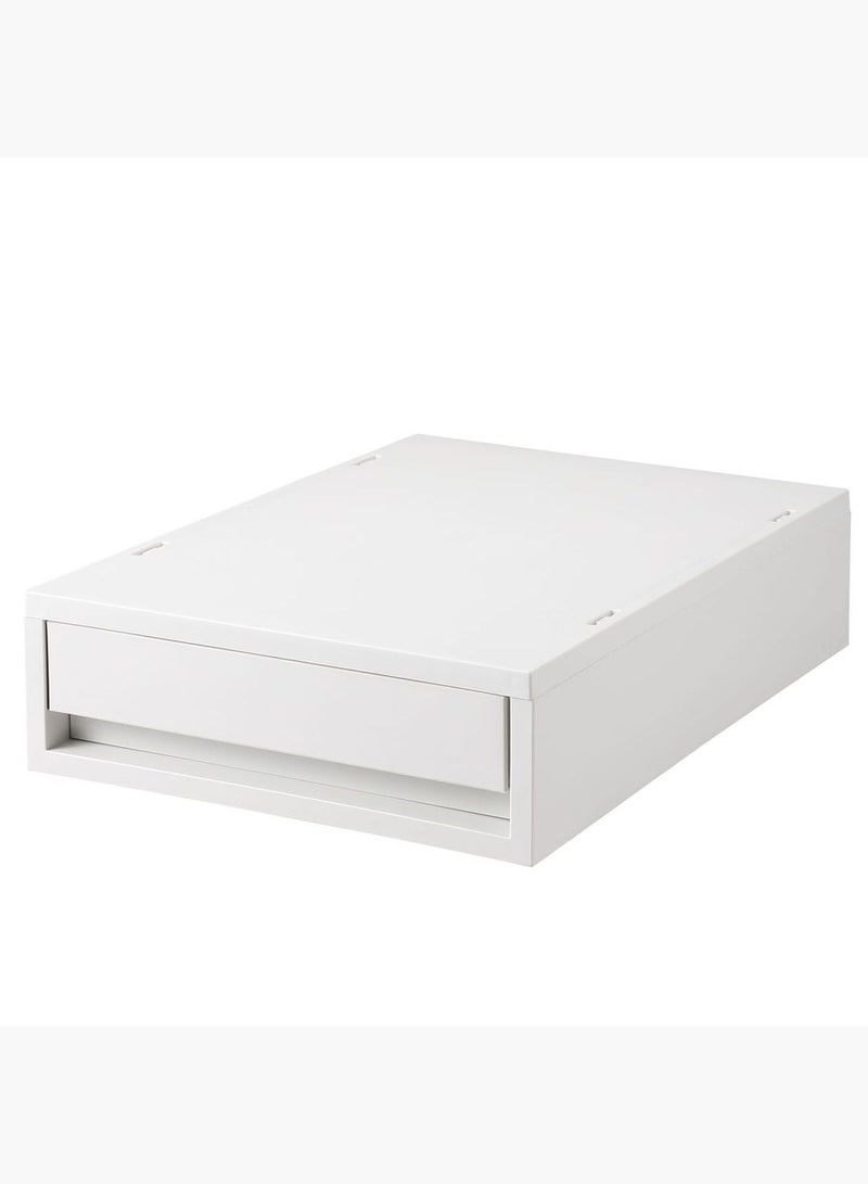 Polypropylene Thin Vertical Drawer Type Case, W 26 x D 37 x H 9 cm, White Grey