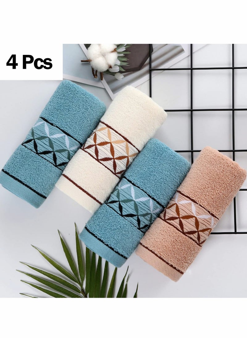 Hand Towels, 4 Pcs 100% Cotton Face Towels Ultra Soft and Highly Absorbent Washcloth Towel