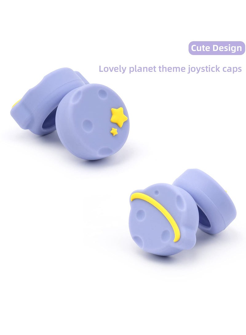 Thumb Grip Caps Compatible with Nintendo Switch / OLED / Switch Lite ,Soft Silicone Joystick Rocker Cover,4PCS (Purple Happy Planet Pattern)