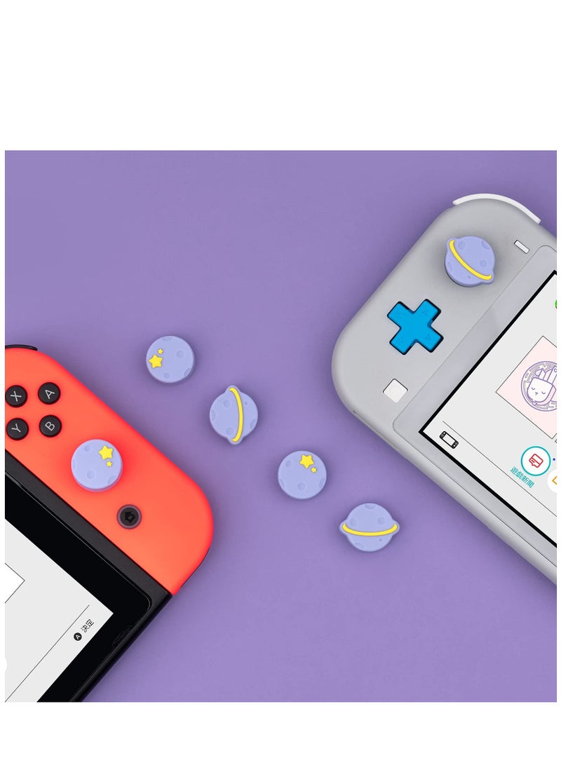 Thumb Grip Caps Compatible with Nintendo Switch / OLED / Switch Lite ,Soft Silicone Joystick Rocker Cover,4PCS (Purple Happy Planet Pattern)