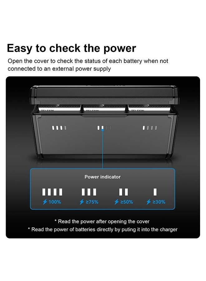 TELESIN 2-Pack Enduro Battery Charger for Go Pro Hero 12 Hero 11 Hero 10 Hero 9, Long Lasting Batteries as Original Official + Pocket Fast Charge Charging Case for Go Pro 12 11 10 9 Black Accessories