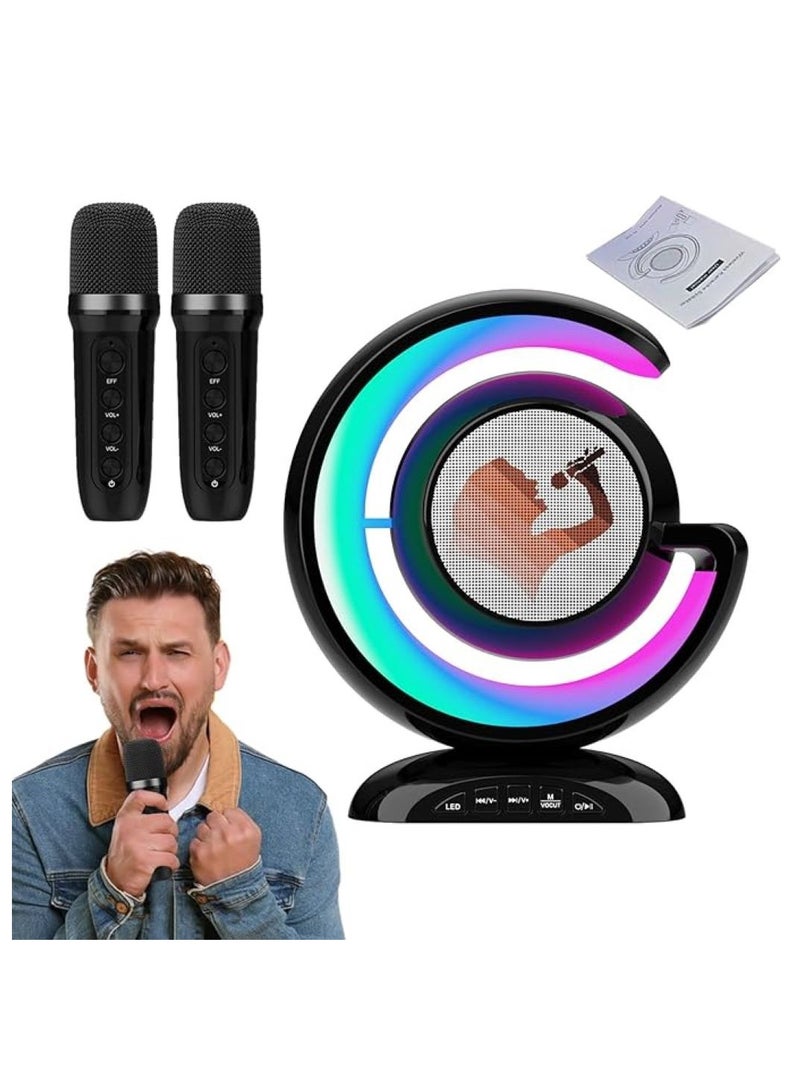 Karaoke Machine with Two Wireless Microphones | Portable Bluetooths Speaker for Home Karaoke Birthday Party with Microfono Mic and Colorful LED