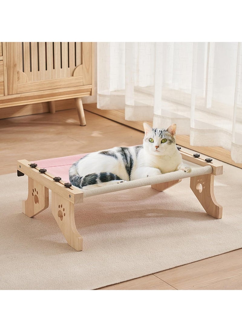 Cat Bed, Cat Window Perch, no Drill Wood Cat Window Hammock for Indoor Cats, Easy to Adjust & Assemble Large Cat Bed Seat, for Windowsill, Bedside, Cabinet, Drawer and Floor