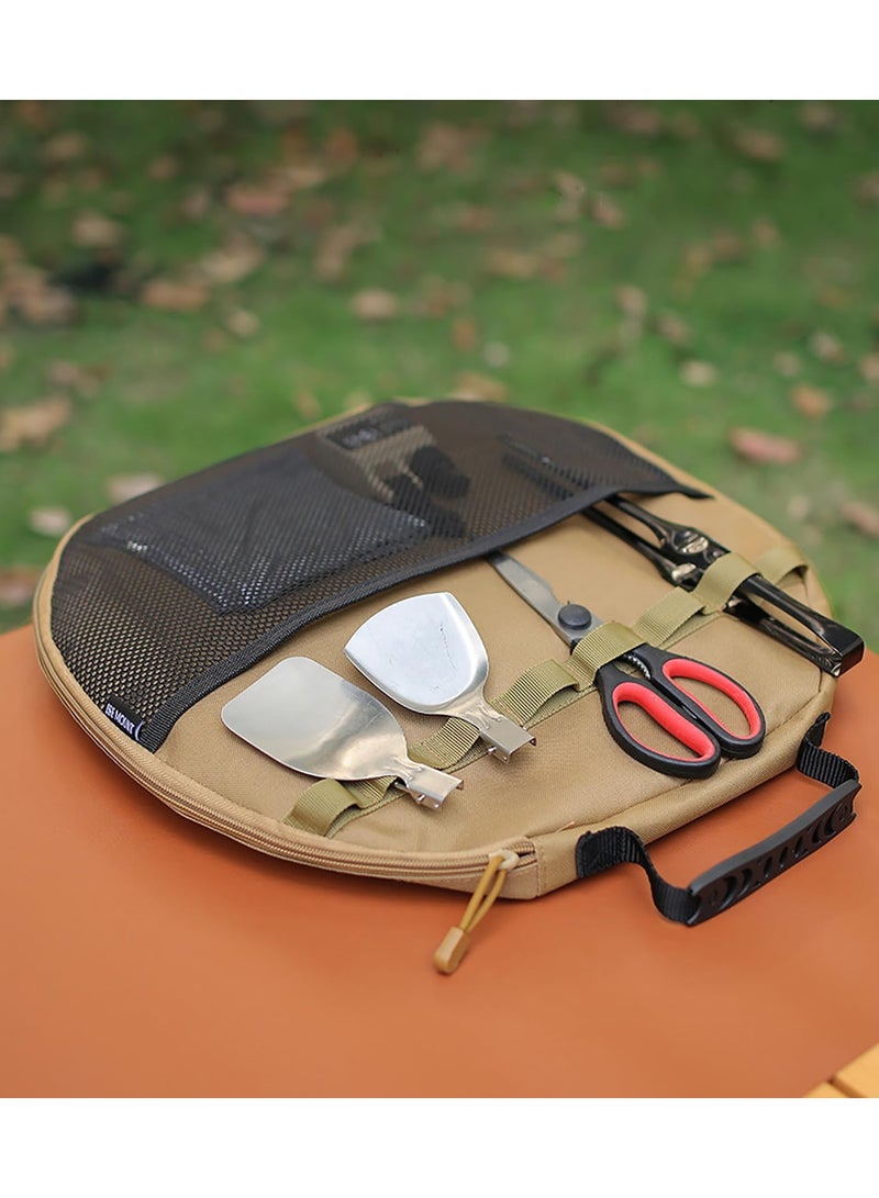 Grill Pan Storage Bag,Cast Iron Grill Pan Skillet Tray Organizers with Handles Durable Skillet Pan Storage Bag Multifunctional Camping Skillet Bag for Outdoor Camping Picnic Cookware Storage Bag