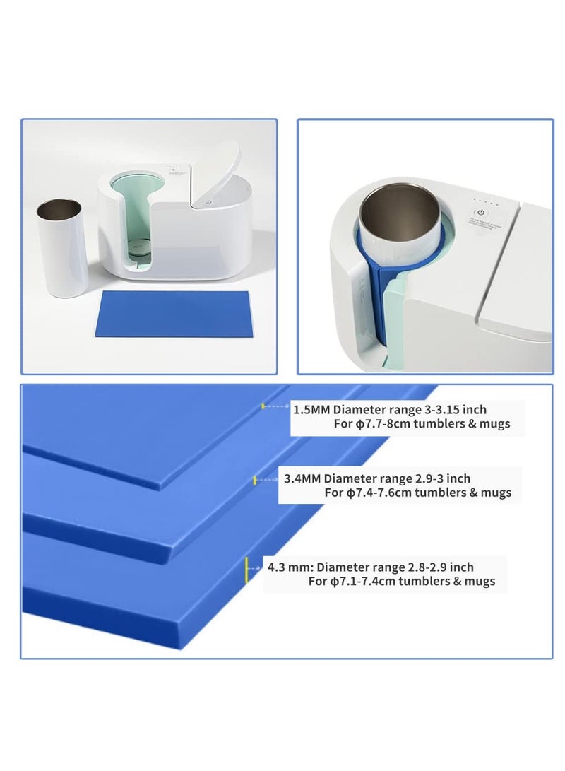 3 Pcs Silicone Mug wrap Wrap Sleeve, Sublimation Tumblers Wrap for Cricut Mug Press, Suitable for Mug Cup Press Machine Tumbler Heat Press Attachment (Blue, 9.8x4.8
