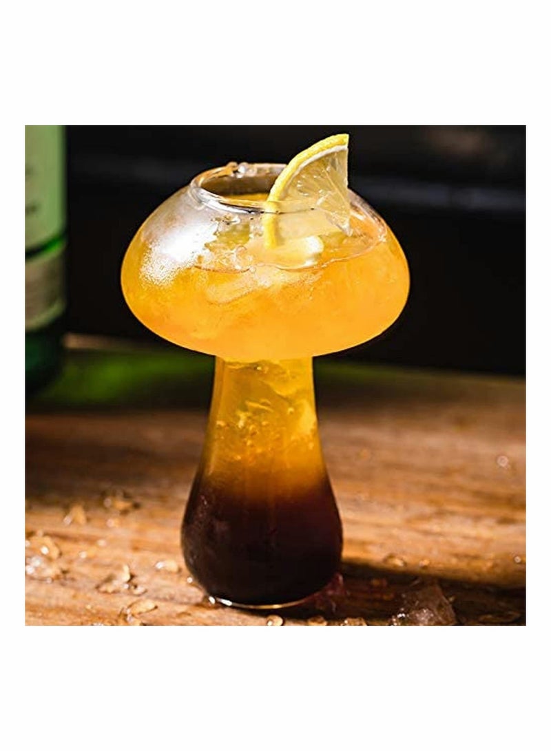 Creative Cocktail Glass Mushroom Design 250ml Cocktail Glass Set of 2 Novelty Drink Cup for KTV Bar Night Party