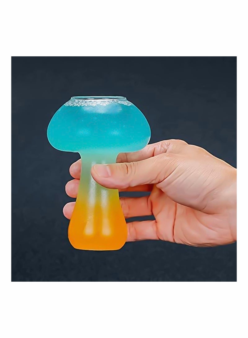 Creative Cocktail Glass Mushroom Design 250ml Cocktail Glass Set of 2 Novelty Drink Cup for KTV Bar Night Party