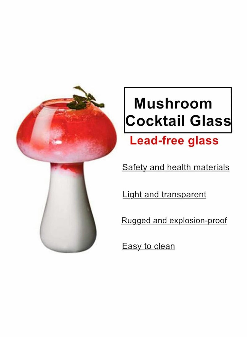 Creative Cocktail Glass Mushroom Design 250ml Cocktail Glass Set of 2 Novelty Drink Cup for KTV Bar Night Party