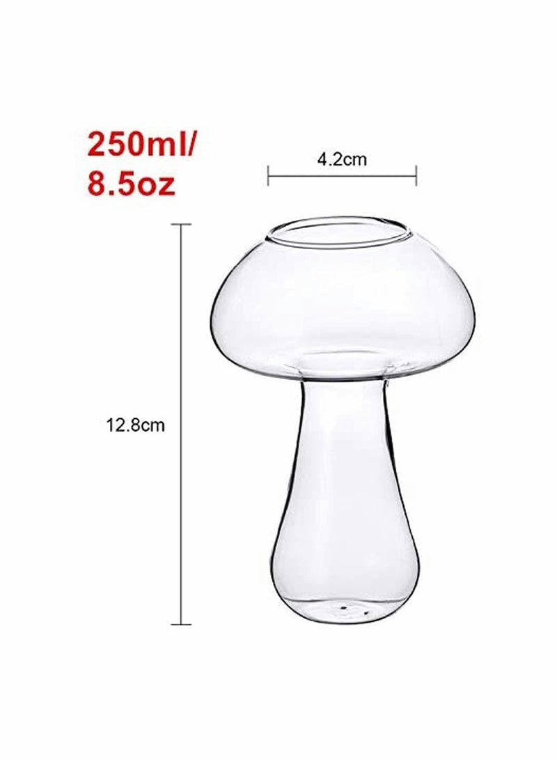 Creative Cocktail Glass Mushroom Design 250ml Cocktail Glass Set of 2 Novelty Drink Cup for KTV Bar Night Party