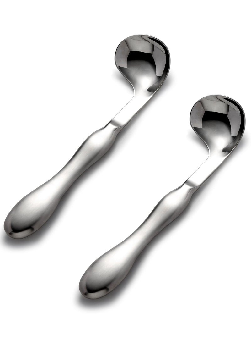 Adaptive Utensils for Elderly, 2pcs Curved Angled Spoon, Weighted Utensils for Hand Tremors, Arthritis, Parkinson's or Elderly Use, Easy Grip Handles