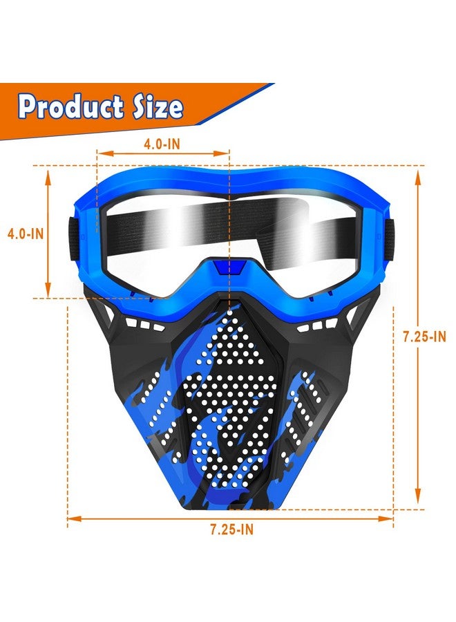 2 Pack Tactical Mask With Goggles Compatible With Nerf Rival Apollo Zeus Khaos Atlas & Artemis Blasters Rival Mask Red & Blue