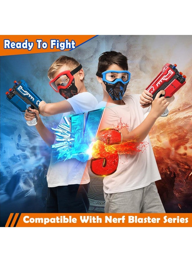 2 Pack Tactical Mask With Goggles Compatible With Nerf Rival Apollo Zeus Khaos Atlas & Artemis Blasters Rival Mask Red & Blue