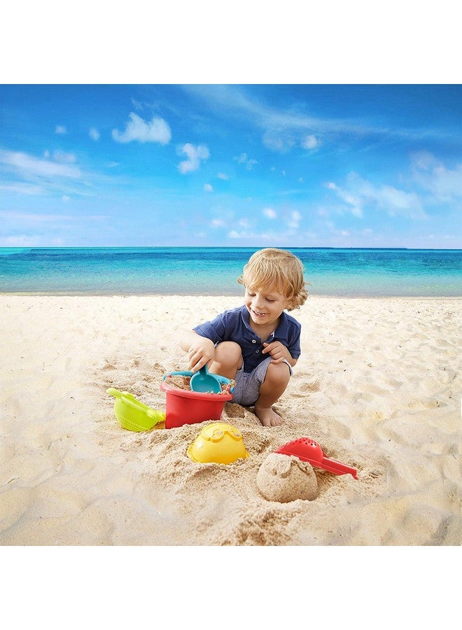 Sand Toys Basic Set 5 Piece Bundle With Plastic Pail Sieve Mold Scoop And Sifting Shovel Sized Just For Toddlers Ages 18 Months +