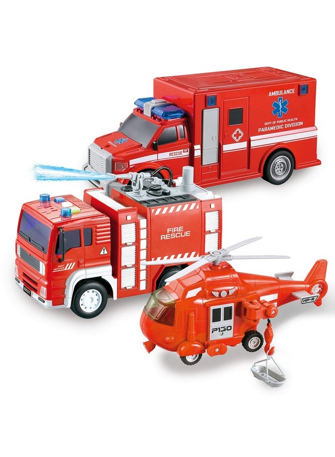 Toddler Fire Truck Toys For 3 4 5 6 7 Year Old Boys Fire Engine Emergency Vehicle Kids Toys Firetruck Friction Powered Car With Lights And Sounds Birthday Gifts For Boys Girls Age 3 9