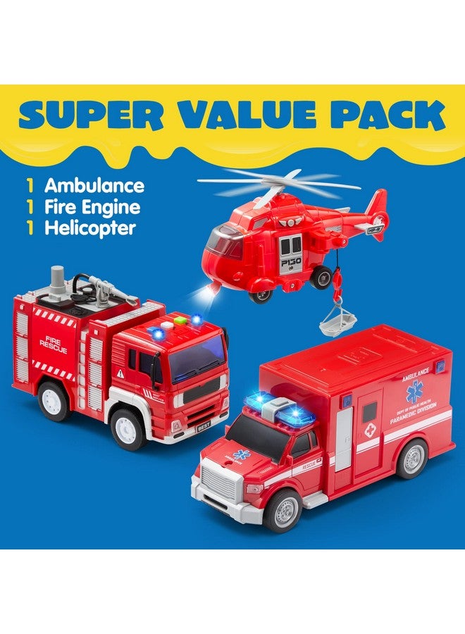 Toddler Fire Truck Toys For 3 4 5 6 7 Year Old Boys Fire Engine Emergency Vehicle Kids Toys Firetruck Friction Powered Car With Lights And Sounds Birthday Gifts For Boys Girls Age 3 9