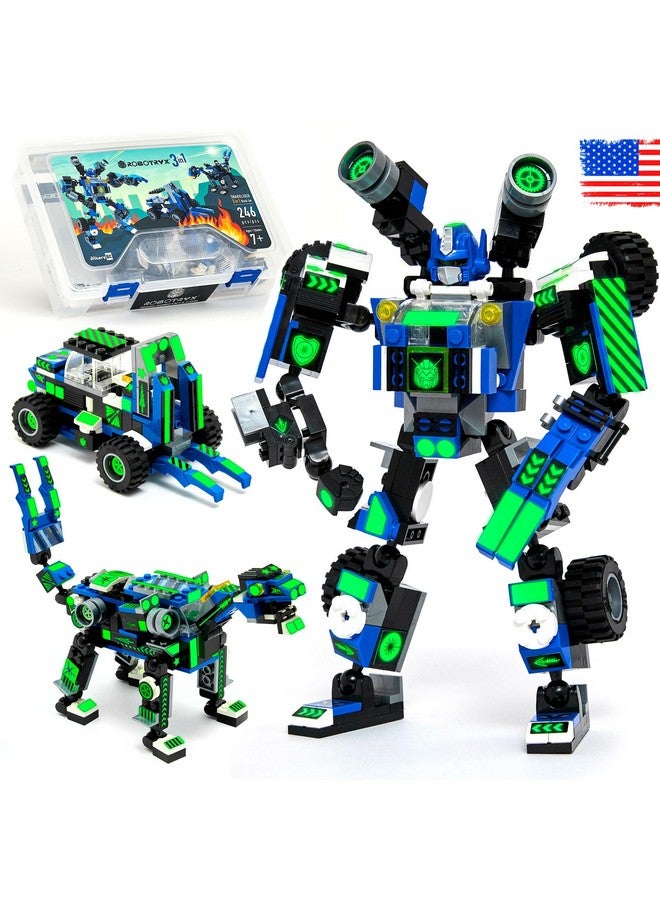 Robot Building Toy Gift For Boys Perfect Stem Gift For Builders Ages 6 7 8 9 And 10 Year Olds Blue Snabglider (246 Pcs) Robotryx