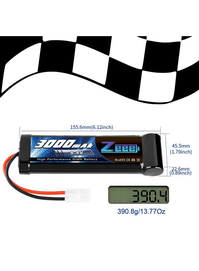 8.4V 3000Mah Nimh Battery High Power Rc Battery With Tamiya Plug For Rc Car Losi Associated Hpi Tamiya Kyosho(2 Pack)