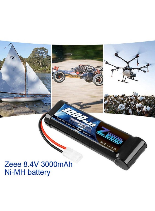 8.4V 3000Mah Nimh Battery High Power Rc Battery With Tamiya Plug For Rc Car Losi Associated Hpi Tamiya Kyosho(2 Pack)