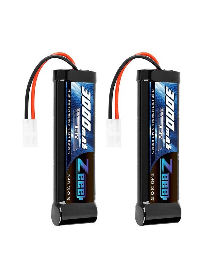 8.4V 3000Mah Nimh Battery High Power Rc Battery With Tamiya Plug For Rc Car Losi Associated Hpi Tamiya Kyosho(2 Pack)