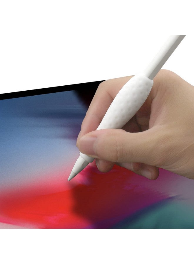 Ergonomics Grip Holder Silicone Protective Sleeve Cover For Apple Pencil 1St 2Nd Generation Ipad Pro 11'' 12.9'' 2021 2020 2018 Stylus Accessories Kits (White)