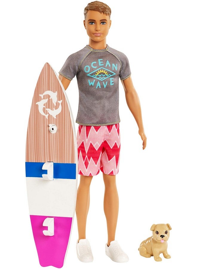 Ken Doll With Puppy And Surfboard