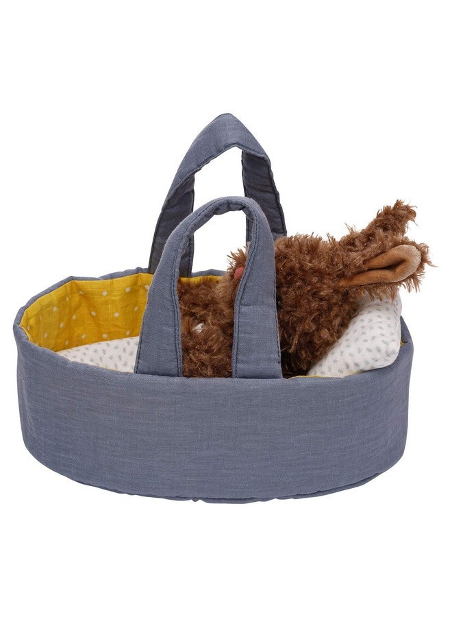 Moppettes Beau Bunny Stuffed Animal Nurturing Playset With Bunny Plush Toy Fabric Bassinet Blanket & Pillow