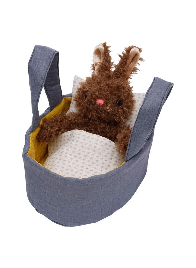 Moppettes Beau Bunny Stuffed Animal Nurturing Playset With Bunny Plush Toy Fabric Bassinet Blanket & Pillow
