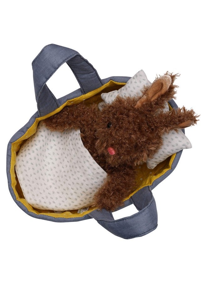 Moppettes Beau Bunny Stuffed Animal Nurturing Playset With Bunny Plush Toy Fabric Bassinet Blanket & Pillow