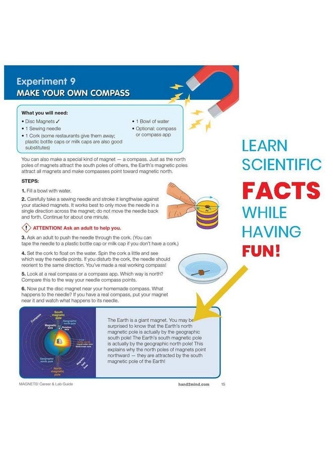 Magnetic Science Kit For Kids 8 12 Kids Science Kit With Fact Filled Guide Make Magnets Float And Build A Compass Stem Toys 9 Science Experiments