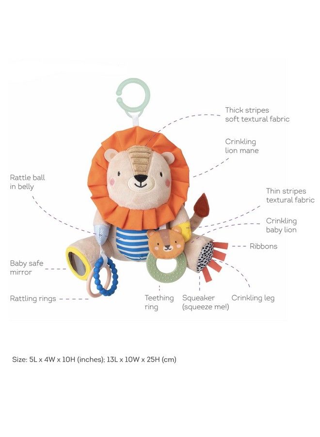 Harry The Lion Newborn & Baby Developmental Soft Activity Toy. Helps Develop Motor Skills. Perfect For Multi Sensory Play With A Mirror Teethers & Rattles. Textures And Sounds. 36 Months