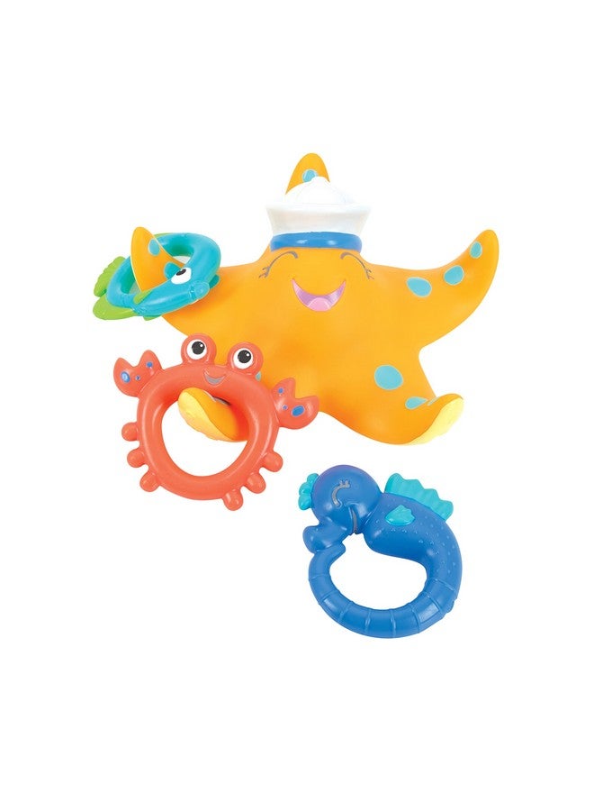 Starfish Ring Toss Bath Toy Includes 3 Toss Rings (Crabfish Tropical Fish And Seahorse)