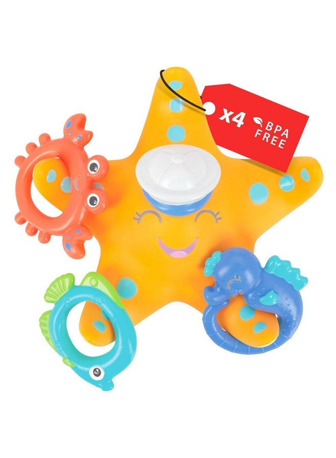 Starfish Ring Toss Bath Toy Includes 3 Toss Rings (Crabfish Tropical Fish And Seahorse)