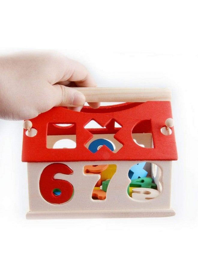 Wooden Number&Shape Sorting House Wooden House Shaped Toy For Kids 1 Year Up Educational Shape Number Color Matching Sorting Wooden Toy For Preschool Baby'S As Storage Box(Number House)