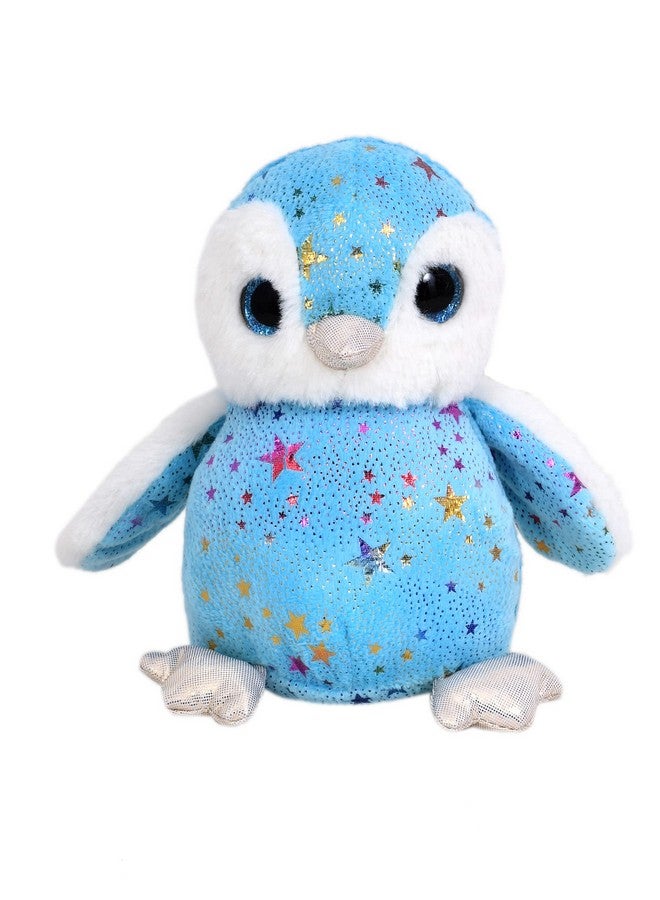 Plush Stuffed Cute Blue Foil Penguin Soft Toy Huggable Penguin With Glittery Eye 18Cm