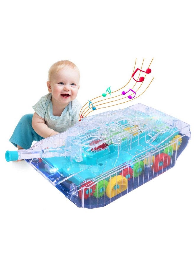 Transparent Concept Tank Musical And 3D Lights Kids Vehicle Toy For 2 To 5 Year Kids Baby Toy Multicolor