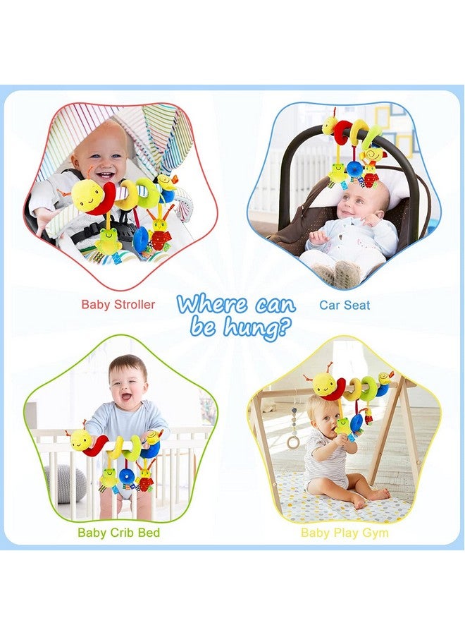 Baby Crib Hanging Rattles Toys Infant Baby Worm Crib Bed Around Rattle Bell Cartoon Insect Spiral Hanging Toy With Ringing Bell For Infants Bed Stroller Car Seat Bar For Babies Boys And Girls