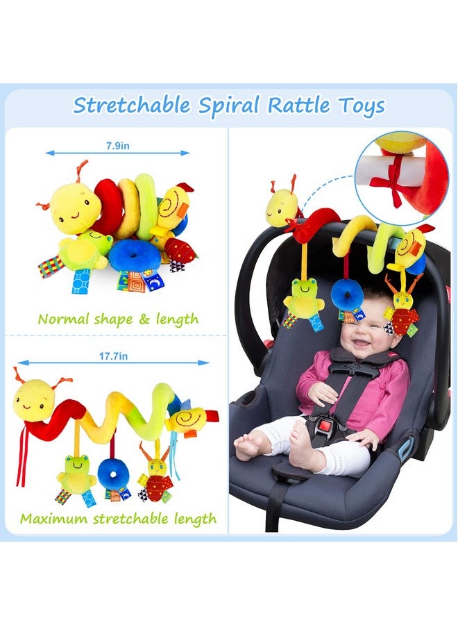 Baby Crib Hanging Rattles Toys Infant Baby Worm Crib Bed Around Rattle Bell Cartoon Insect Spiral Hanging Toy With Ringing Bell For Infants Bed Stroller Car Seat Bar For Babies Boys And Girls