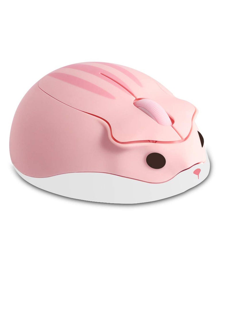 Wireless Mouse Lovely Hamster Shaped Computer Mouse 1200DPI Less Noice Portable USB Mouse Cordless Mouse for PC Laptop Computer Notebook for MacBook Kids Girl GiftPink