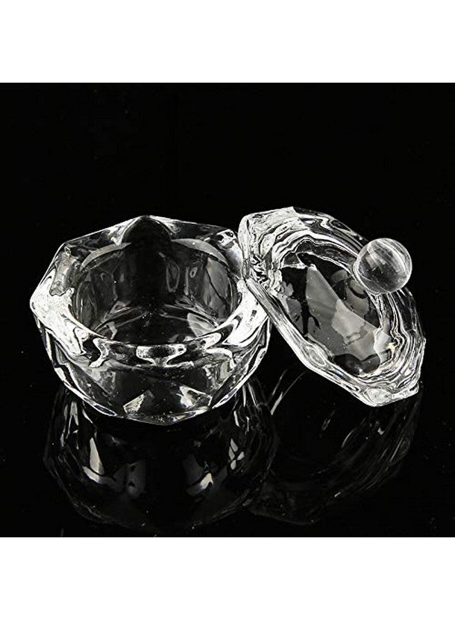 2Pcs Clear Nail Art Acrylic Liquid Powder Dappen Dish Bowl Glass Crystal Cup Glassware With Lid For Nail Art Manicure Care Tools