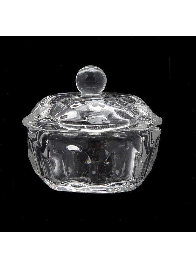 2Pcs Clear Nail Art Acrylic Liquid Powder Dappen Dish Bowl Glass Crystal Cup Glassware With Lid For Nail Art Manicure Care Tools