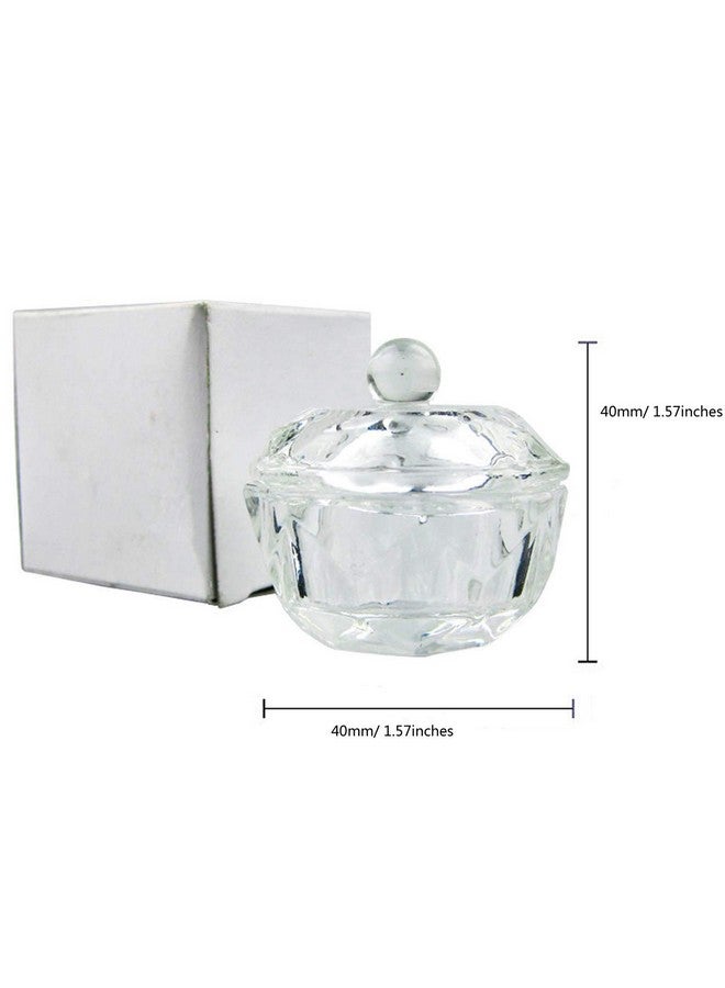 2Pcs Clear Nail Art Acrylic Liquid Powder Dappen Dish Bowl Glass Crystal Cup Glassware With Lid For Nail Art Manicure Care Tools