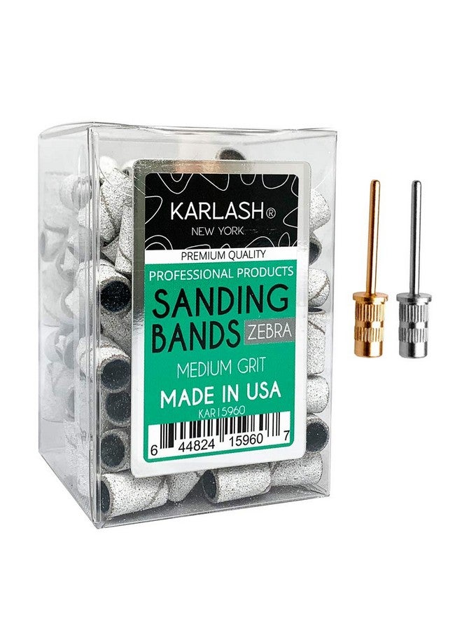 Professional Nail Sanding Bands Zebra Medium Grit File + Free 2 Mandrel (1 Pack)