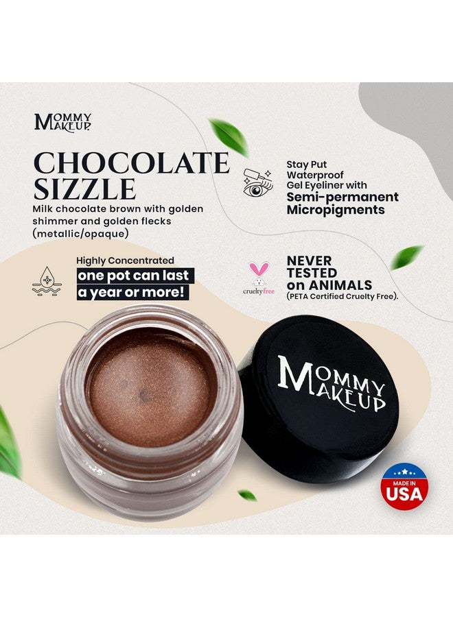 Waterproof Gel Eyeliner Pot In Chocolate Sizzle (Milk Chocolate Brown With Golden Shimmer Golden Flecks) Long Wear Cream Eye Liner Stay Put Semi Permanent Gel Eyeliner