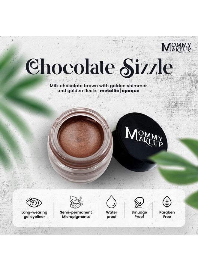 Waterproof Gel Eyeliner Pot In Chocolate Sizzle (Milk Chocolate Brown With Golden Shimmer Golden Flecks) Long Wear Cream Eye Liner Stay Put Semi Permanent Gel Eyeliner