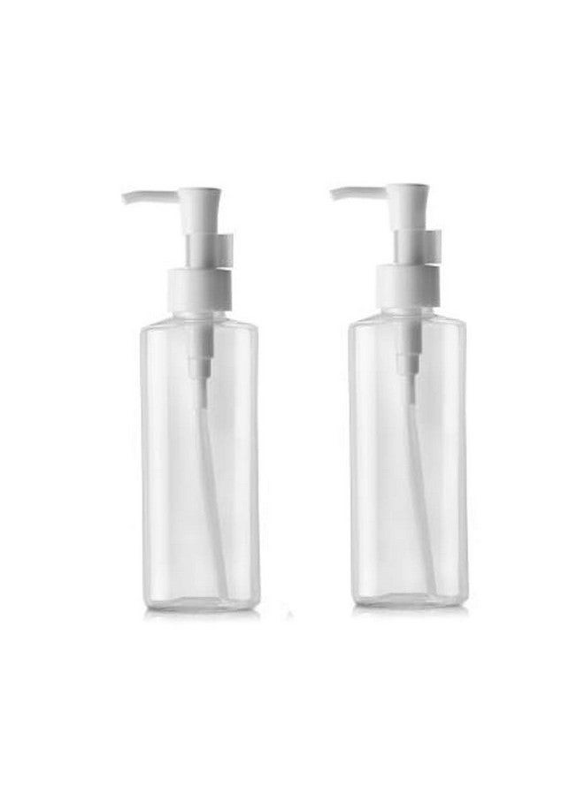 2Pcs Portable Empty Refillable Clear Plastic Lotion Pumps Dispenser Bottle Container Holder For Cosmetic Makeup Cream Lotion Facial Cleanser Shampoo Cleanser Shower Gel(150Ml 5Oz)