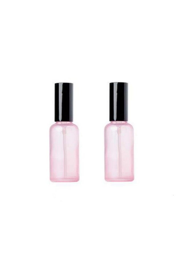 2Pcs 30Ml 1Oz Empty Pink Glass Spray Bottle Refillable Perfume Dispenser Bottles With Black Cap Cosmetic Liquid Makeup Water Container Atomizers Fine Mist Spray Jars Holder Pot