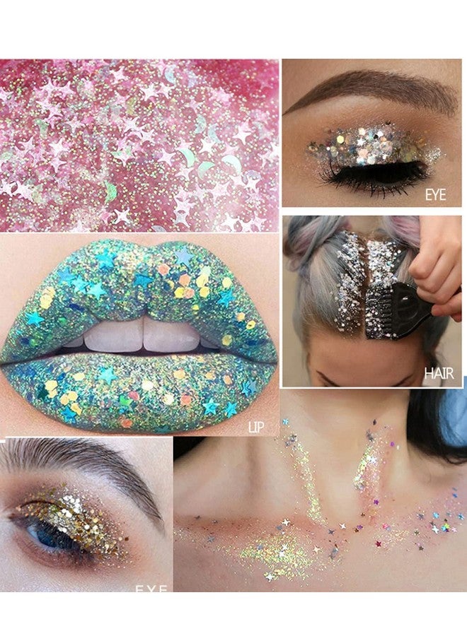 30Ml Sequins Chunky Glitter Liquid Eyeshadow Glitter Body Gel Festival Glitter Cosmetic Face Hair Nails Makeup Long Lasting Sparkling Easy To Apply Easy To Remove ( 05 Peacock Blue)